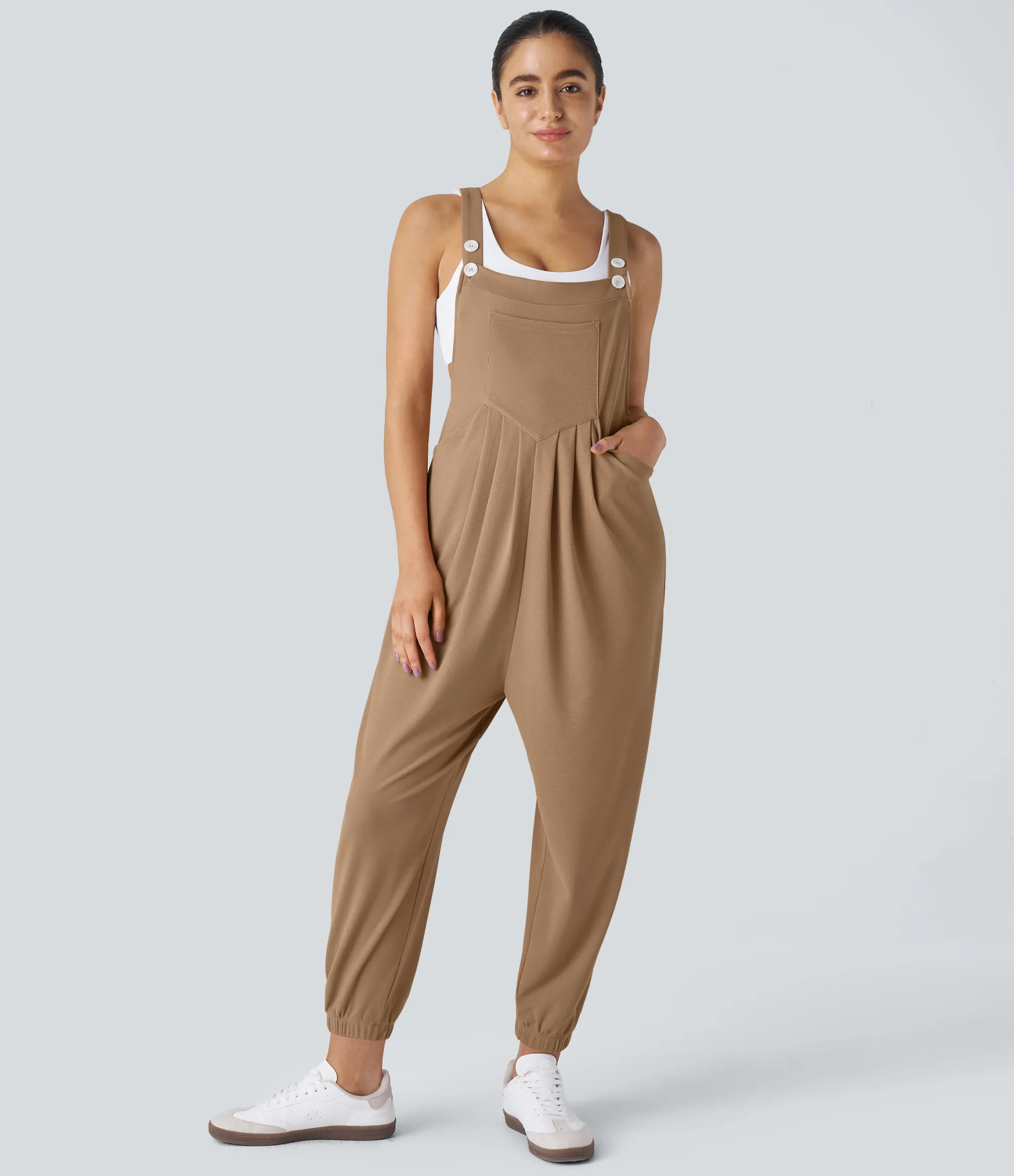 Jumpsuits<HALARA Pockets Waffle Casual Jogger Overalls
