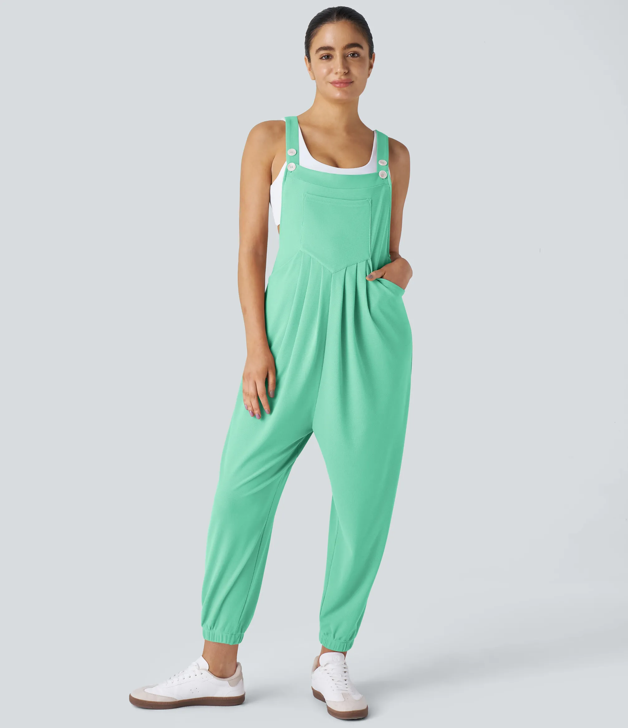 Jumpsuits<HALARA Pockets Waffle Casual Jogger Overalls
