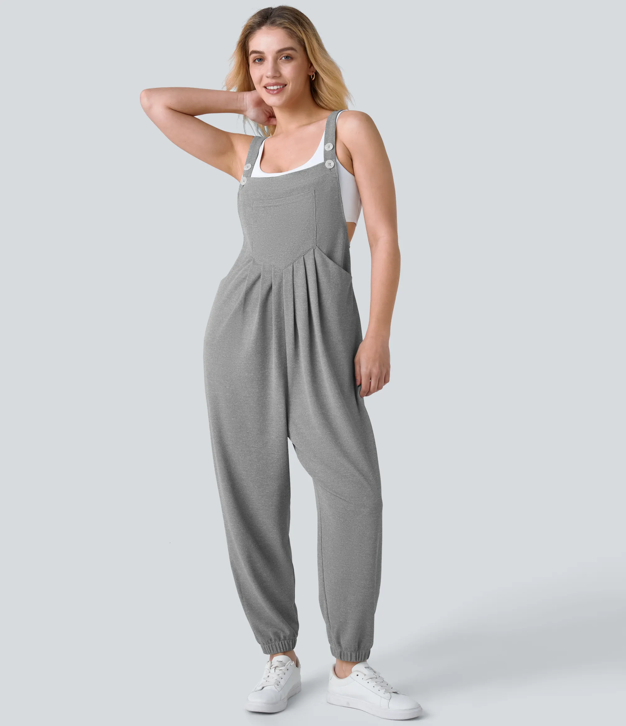 Jumpsuits<HALARA Pockets Waffle Casual Jogger Overalls