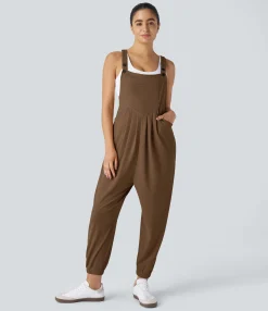 Jumpsuits<HALARA Pockets Waffle Casual Jogger Overalls