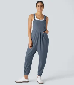 Jumpsuits<HALARA Pockets Waffle Casual Jogger Overalls