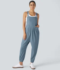 Jumpsuits<HALARA Pockets Waffle Casual Jogger Overalls