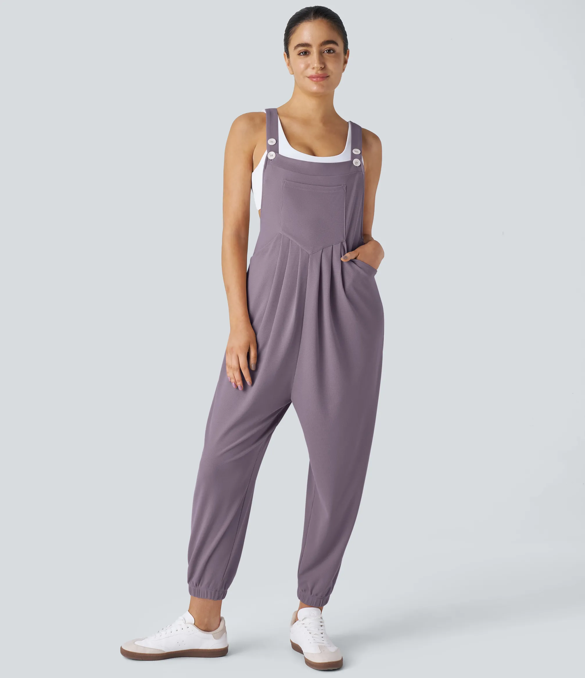 Jumpsuits<HALARA Pockets Waffle Casual Jogger Overalls