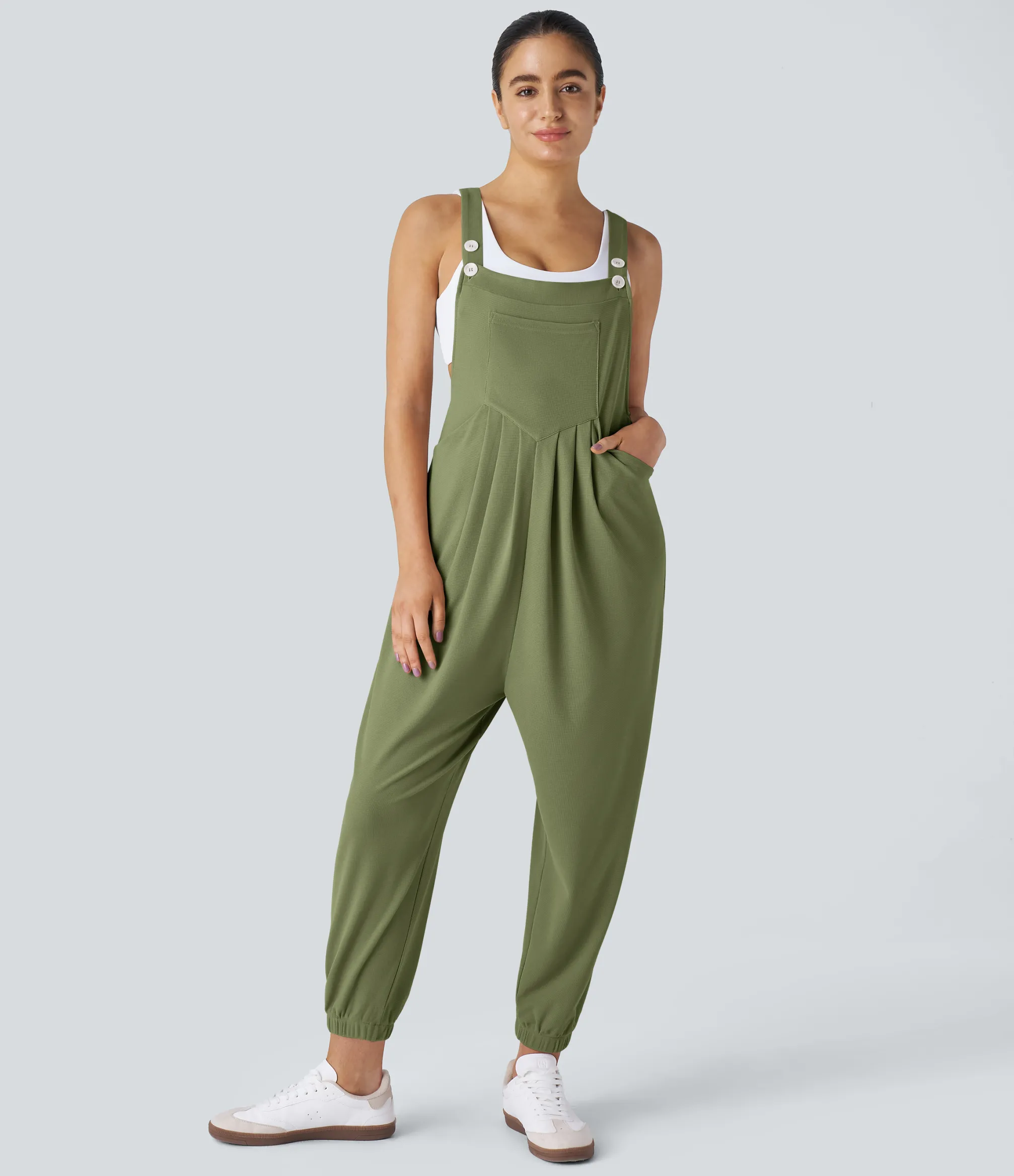 Jumpsuits<HALARA Pockets Waffle Casual Jogger Overalls