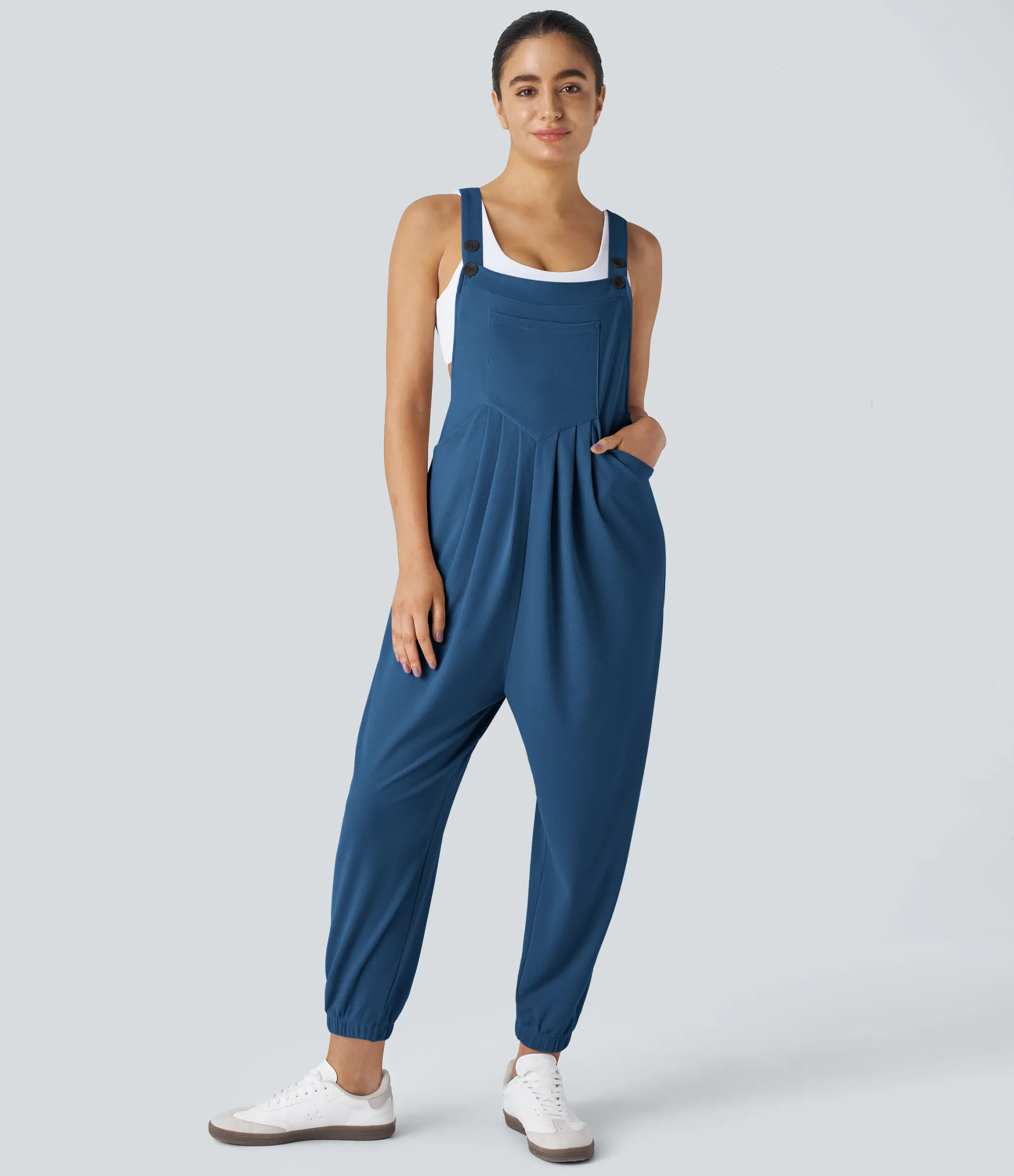 Jumpsuits<HALARA Pockets Waffle Casual Jogger Overalls