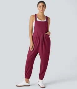 Jumpsuits<HALARA Pockets Waffle Casual Jogger Overalls