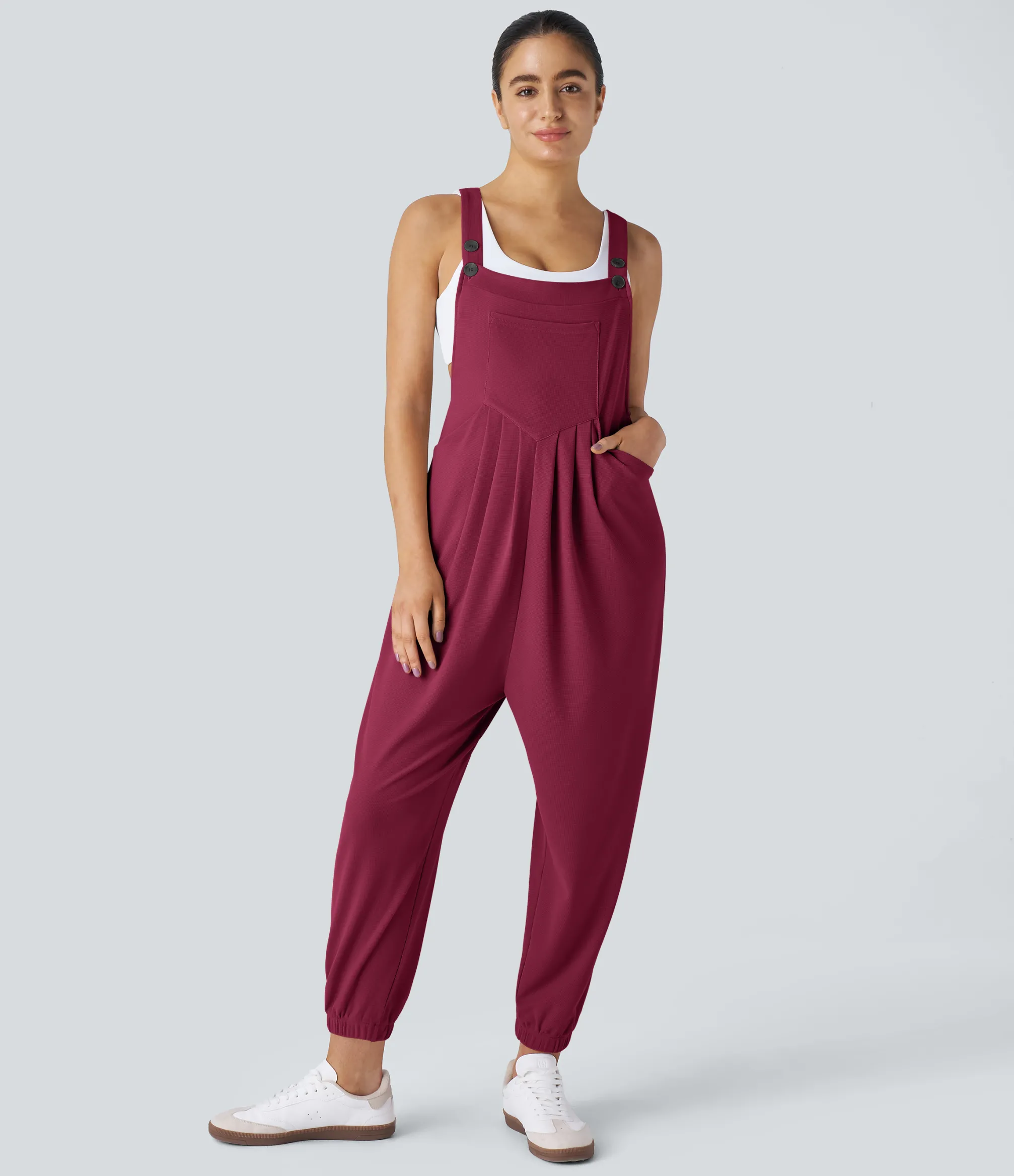 Jumpsuits<HALARA Pockets Waffle Casual Jogger Overalls