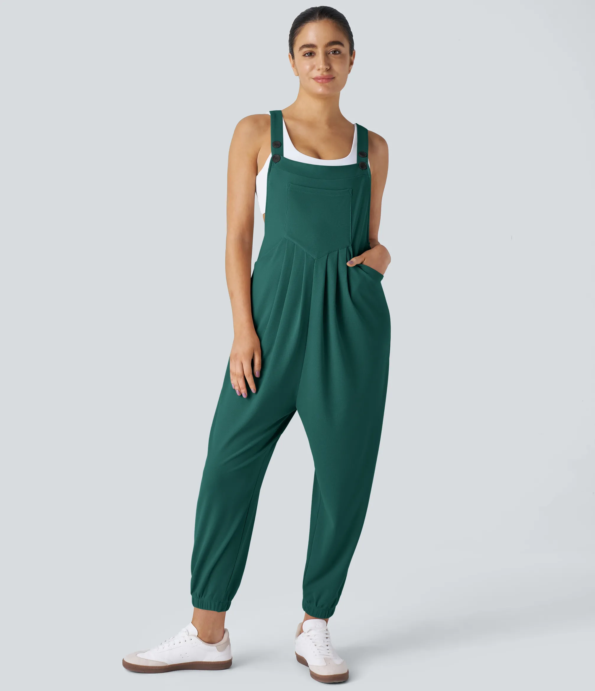Jumpsuits<HALARA Pockets Waffle Casual Jogger Overalls