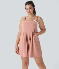 Plus Size<HALARA Pockets Waffle Casual Plus Size Overalls