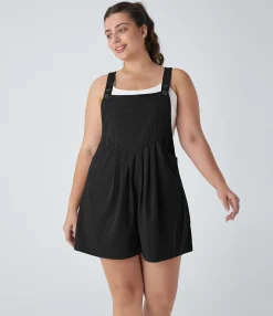 Plus Size<HALARA Pockets Waffle Casual Plus Size Overalls