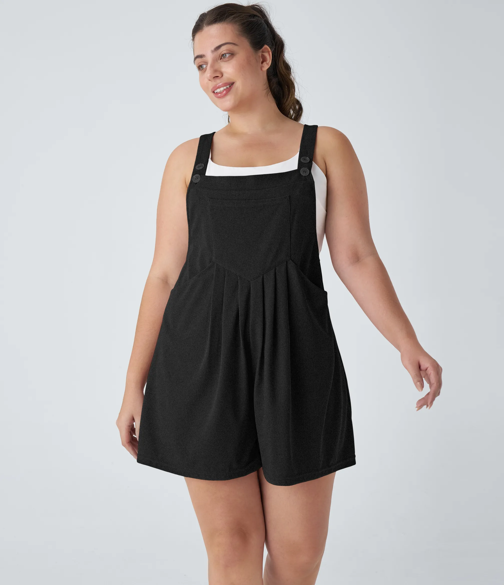 Plus Size<HALARA Pockets Waffle Casual Plus Size Overalls