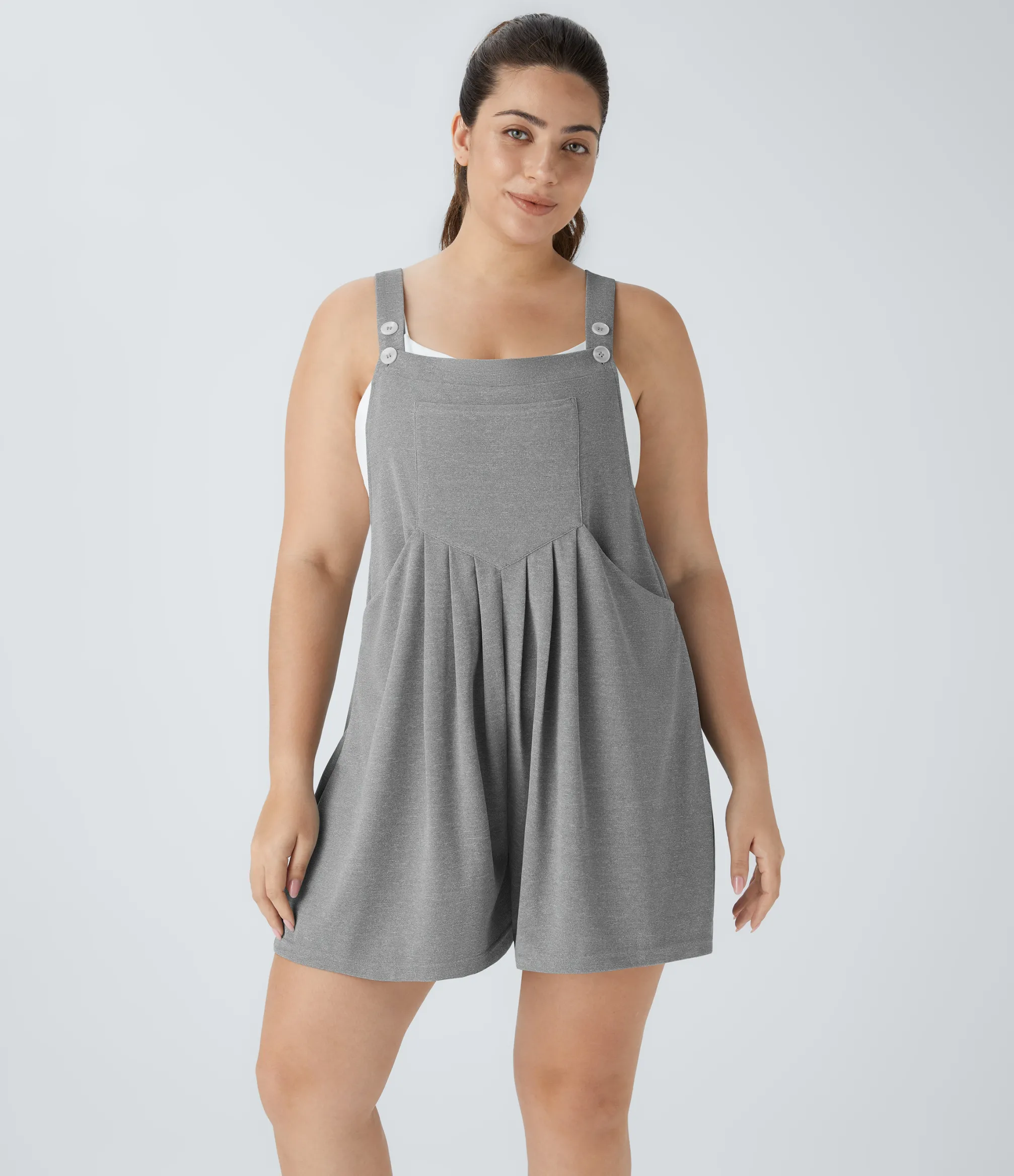 Plus Size<HALARA Pockets Waffle Casual Plus Size Overalls