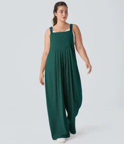 Plus Size<HALARA Pockets Waffle Casual Plus Size Overalls