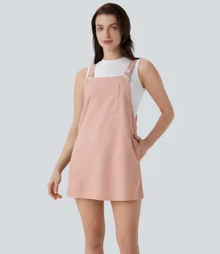 Dresses|Mini Dresses<HALARA Pockets Waffle Mini Casual Dress