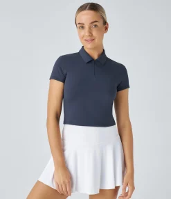 Sports Tops|Sports Tops<HALARA Polo Collar Half Zip Short Sleeve Tennis Sports Top