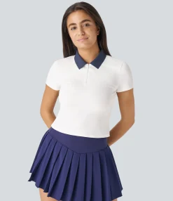 Sports Tops|Sports Tops<HALARA Polo Collar Half Zip Short Sleeve Tennis Sports Top