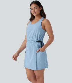 Dresses|Mini Dresses<HALARA Racerback Adjustable Buckle Pocket Mini Hiking Cargo Dress