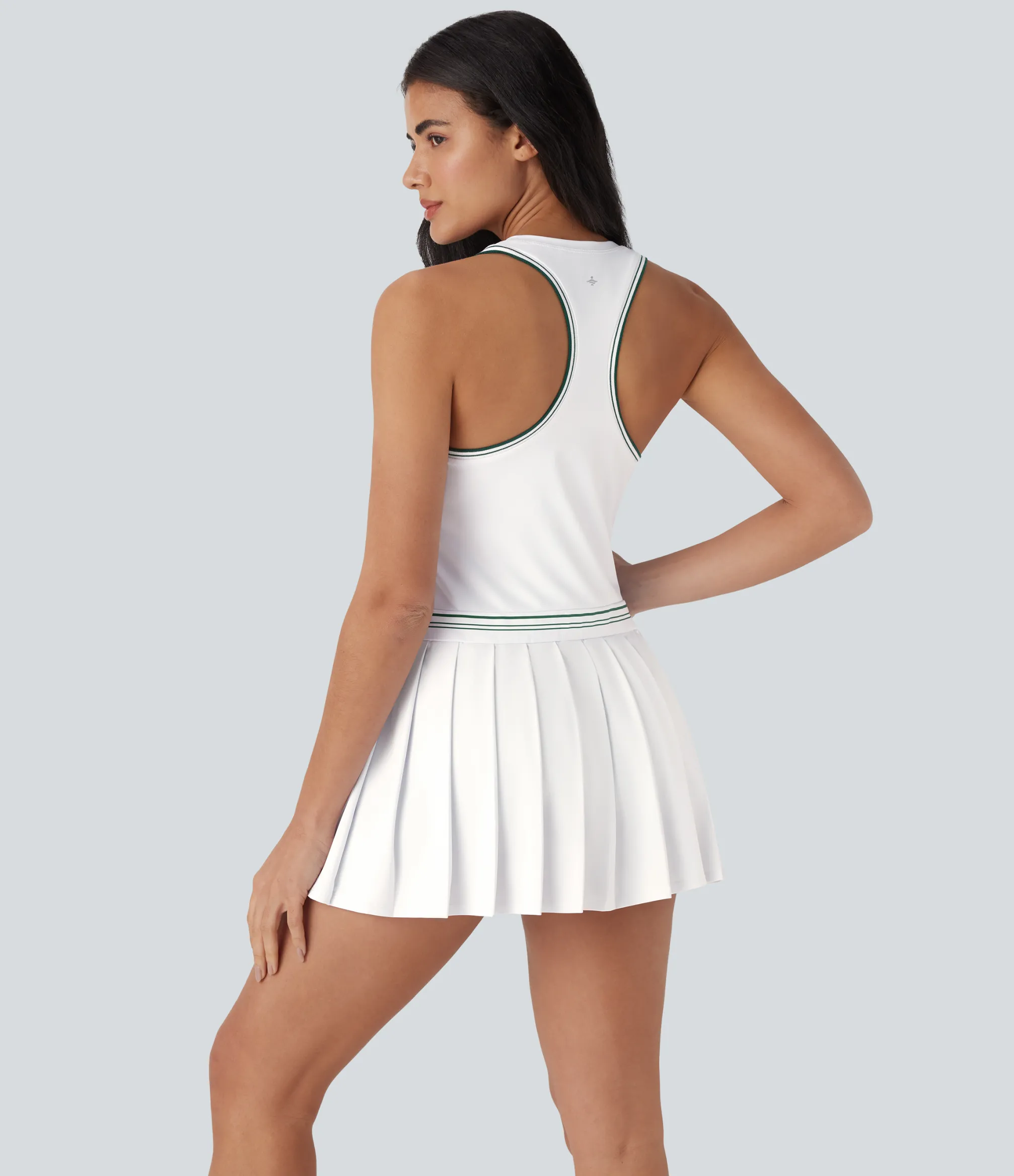 Mini Dresses|Active Dresses<HALARA Racerback Color Block Stripe Pleated Mini Tennis Active Dress