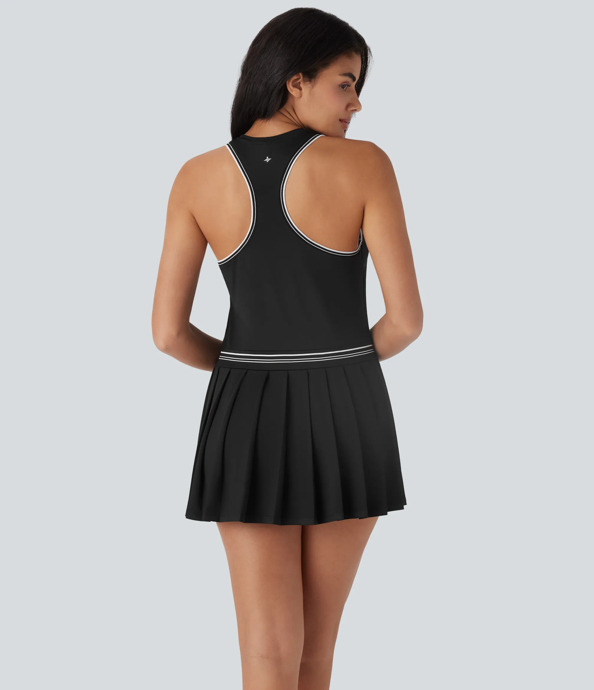 Mini Dresses|Active Dresses<HALARA Racerback Color Block Stripe Pleated Mini Tennis Active Dress