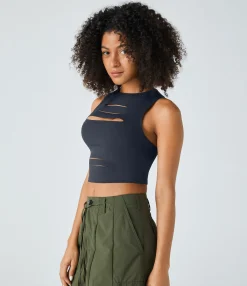 Casual Tops|Tank Tops & Camis<HALARA Racerback Cut Out Ripped Cropped Casual Tank Top
