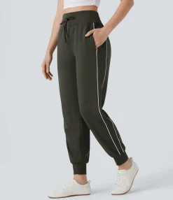 Pants|Joggers<HALARA Reflective High Waisted Drawstring Pocket Travel Pile Joggers