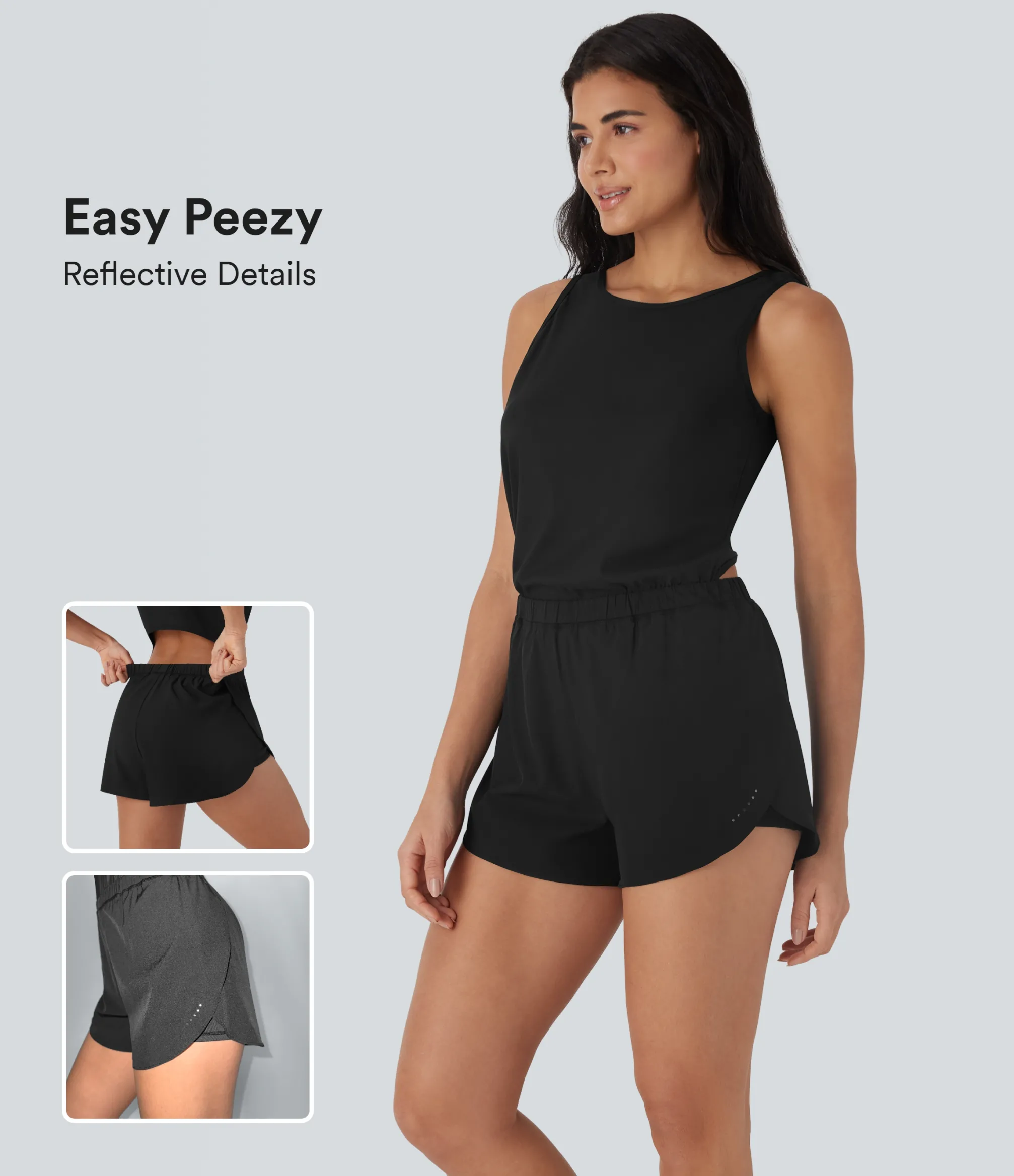 Jumpsuits<HALARA Reflective 2-in-1 Quick Dry Running Romper with Pockets-Easy Peezy Edition-UPF50+