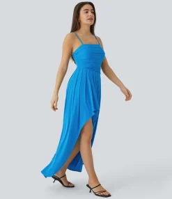 Dresses|Party Dresses<HALARA Ribbed Asymmetric Hem Flowy Maxi Slip Dress