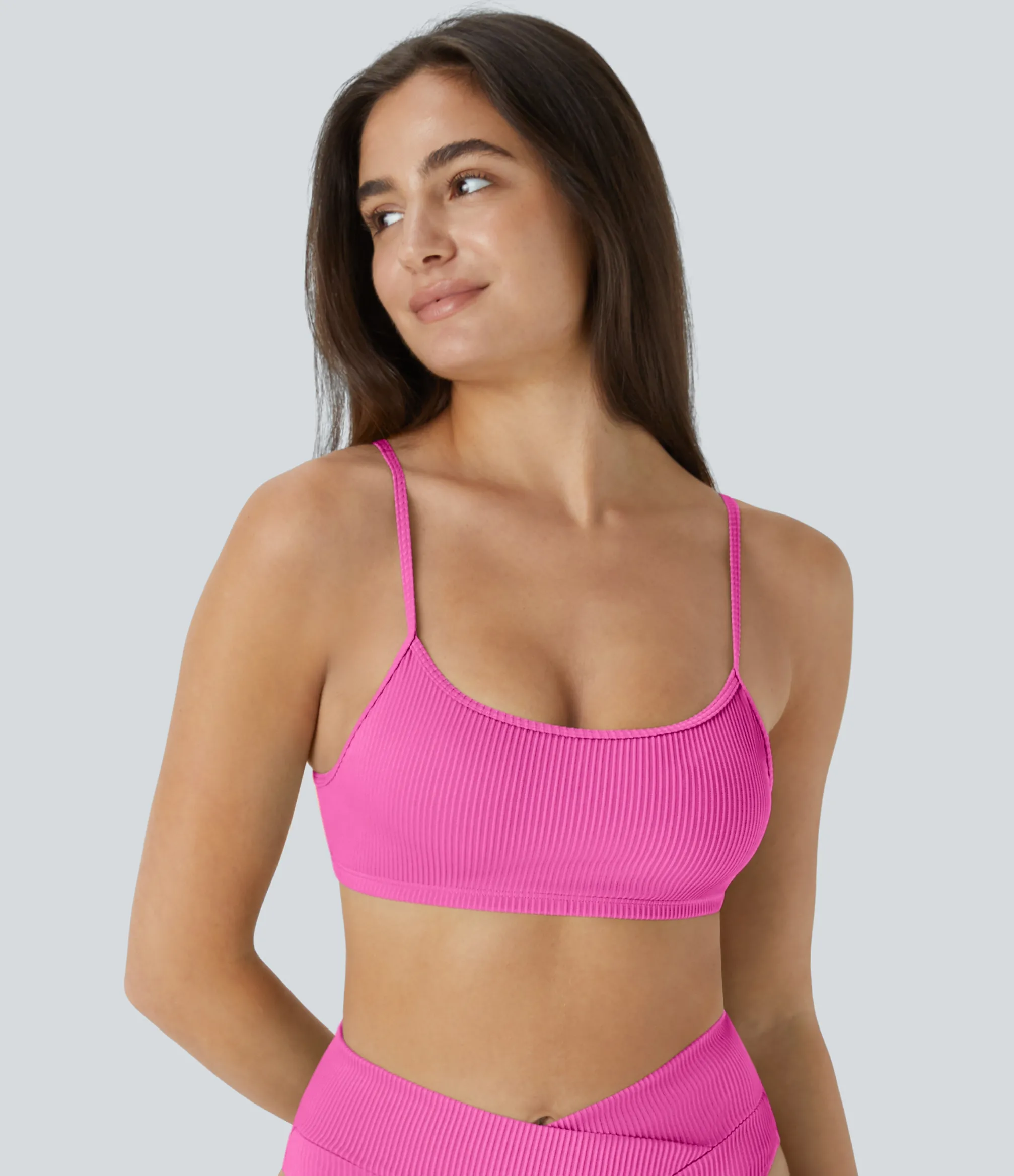 Beachwear<HALARA Ribbed Bikini Top Swimsuit