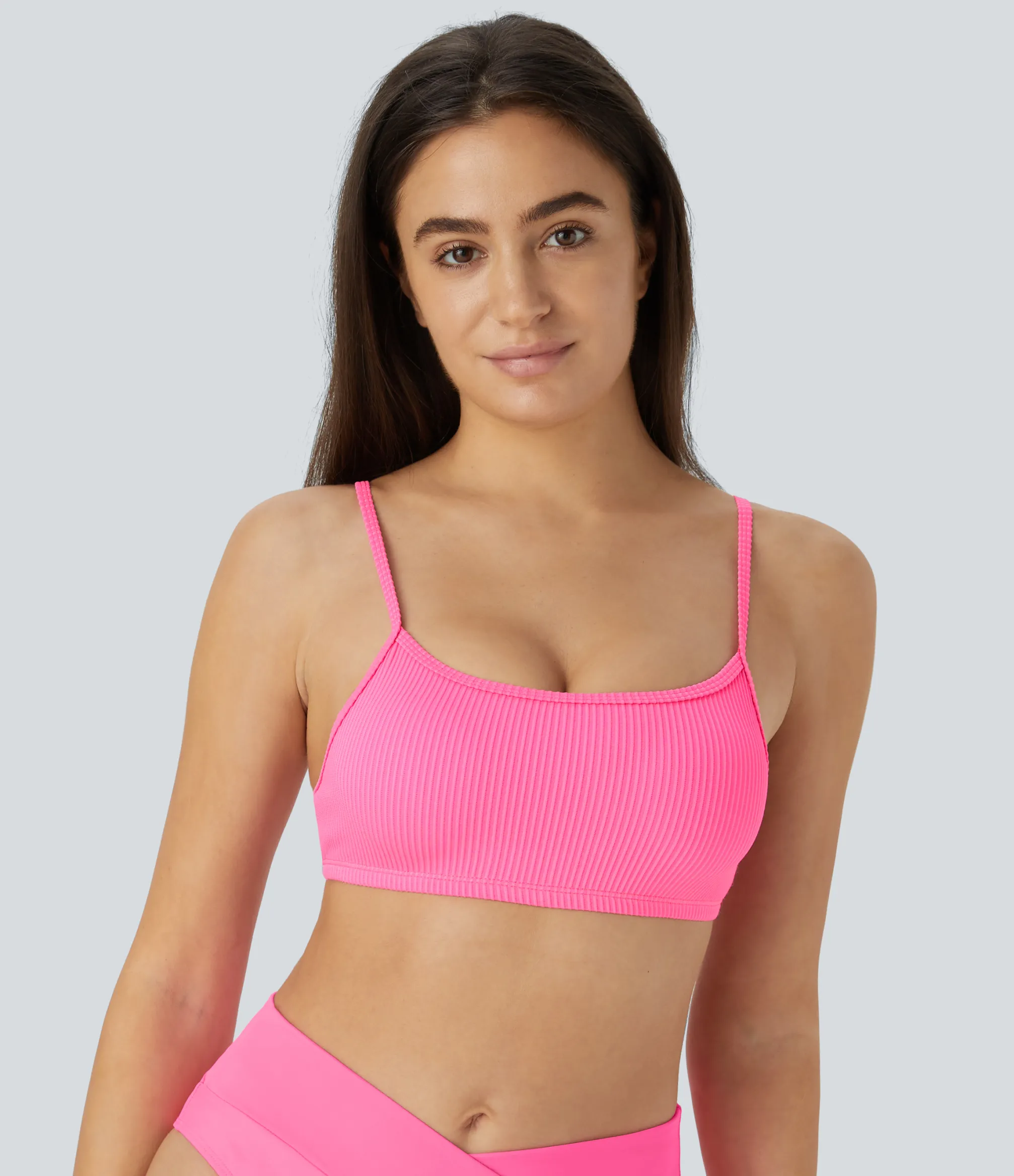 Beachwear<HALARA Ribbed Bikini Top Swimsuit