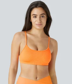 Beachwear<HALARA Ribbed Bikini Top Swimsuit
