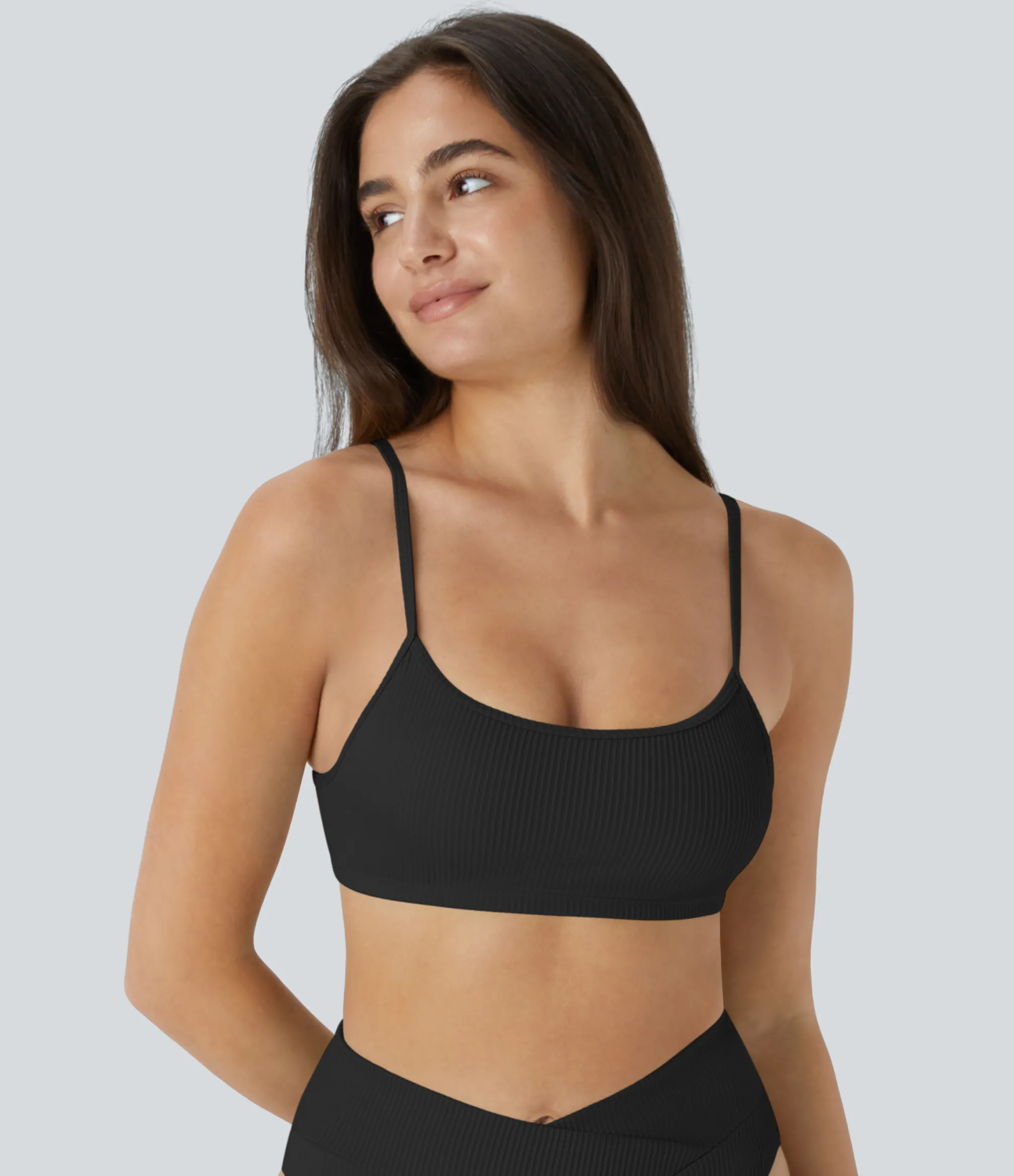 Beachwear<HALARA Ribbed Bikini Top Swimsuit