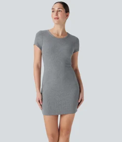 Bodycon Dresses|Active Dresses<HALARA Ribbed Built-in Bra Bodycon Mini Yoga Active Dress