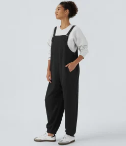Jumpsuits<HALARA Ribbed Drawstring Pocket Casual Jogger Overalls