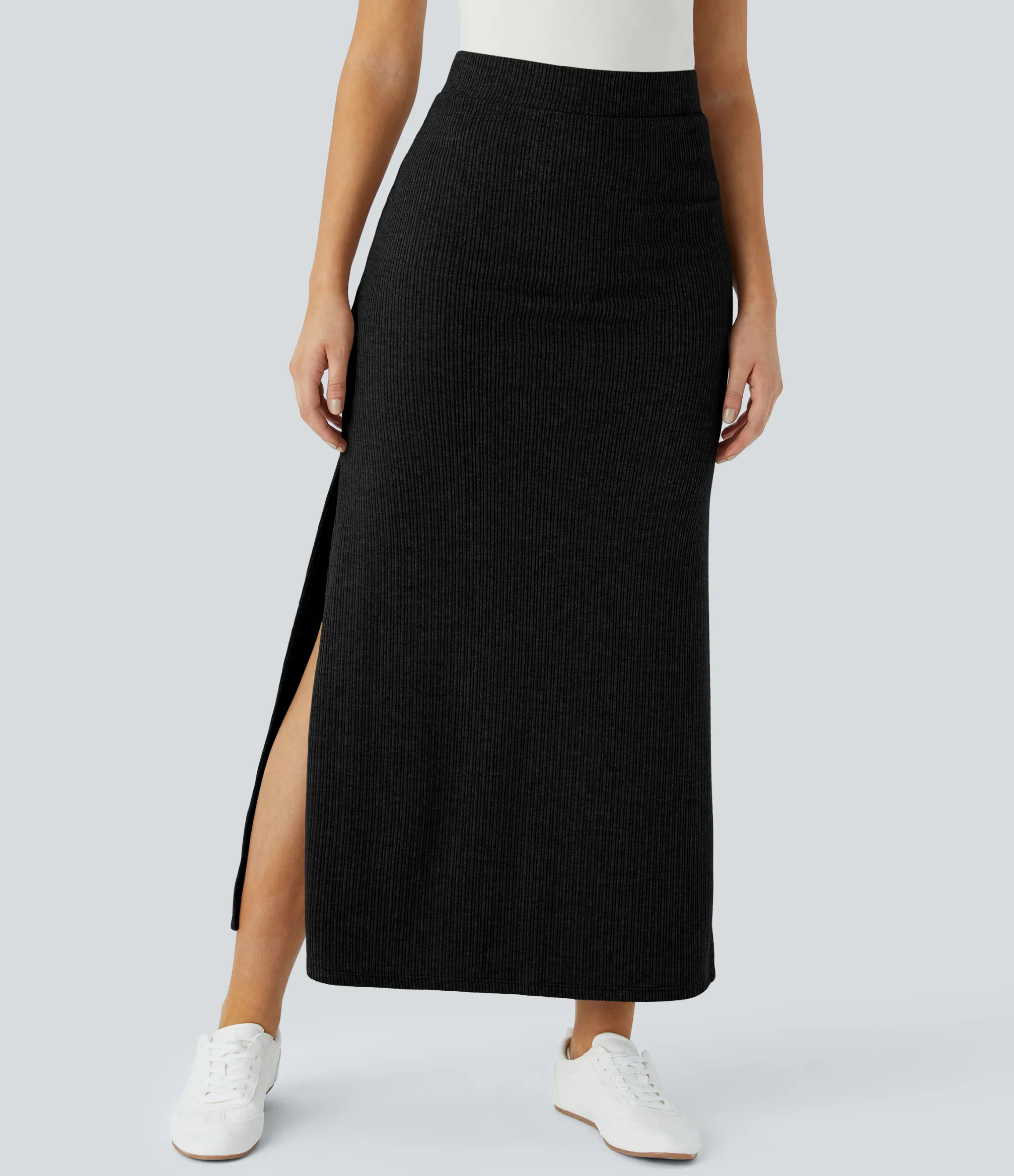 Maxi & Midi Skirts|Skirts<HALARA Ribbed High Waisted Hem A Line Maxi Casual Skirt