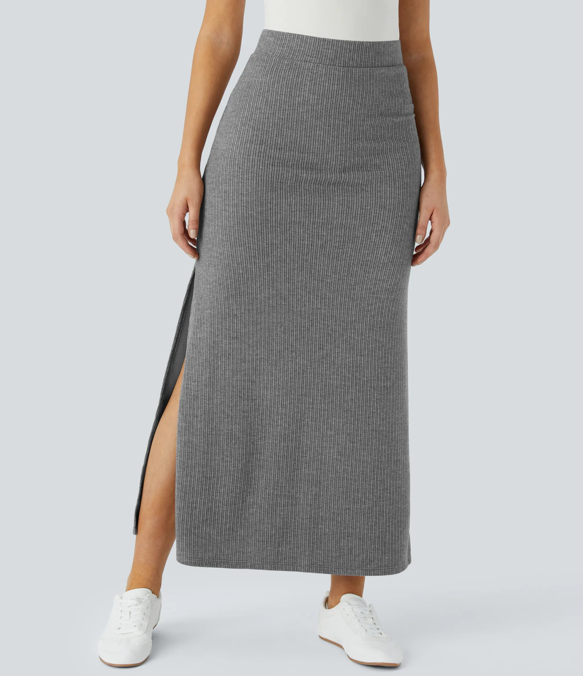 Maxi & Midi Skirts|Skirts<HALARA Ribbed High Waisted Hem A Line Maxi Casual Skirt