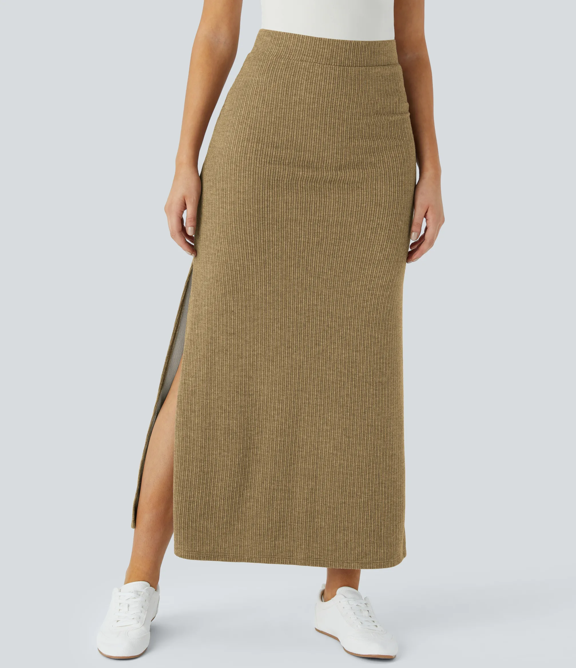 Maxi & Midi Skirts|Skirts<HALARA Ribbed High Waisted Hem A Line Maxi Casual Skirt