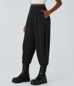 Pants|Joggers<HALARA Ribbed High Waisted Pocket Adjustable Buckle Hem Casual Joggers