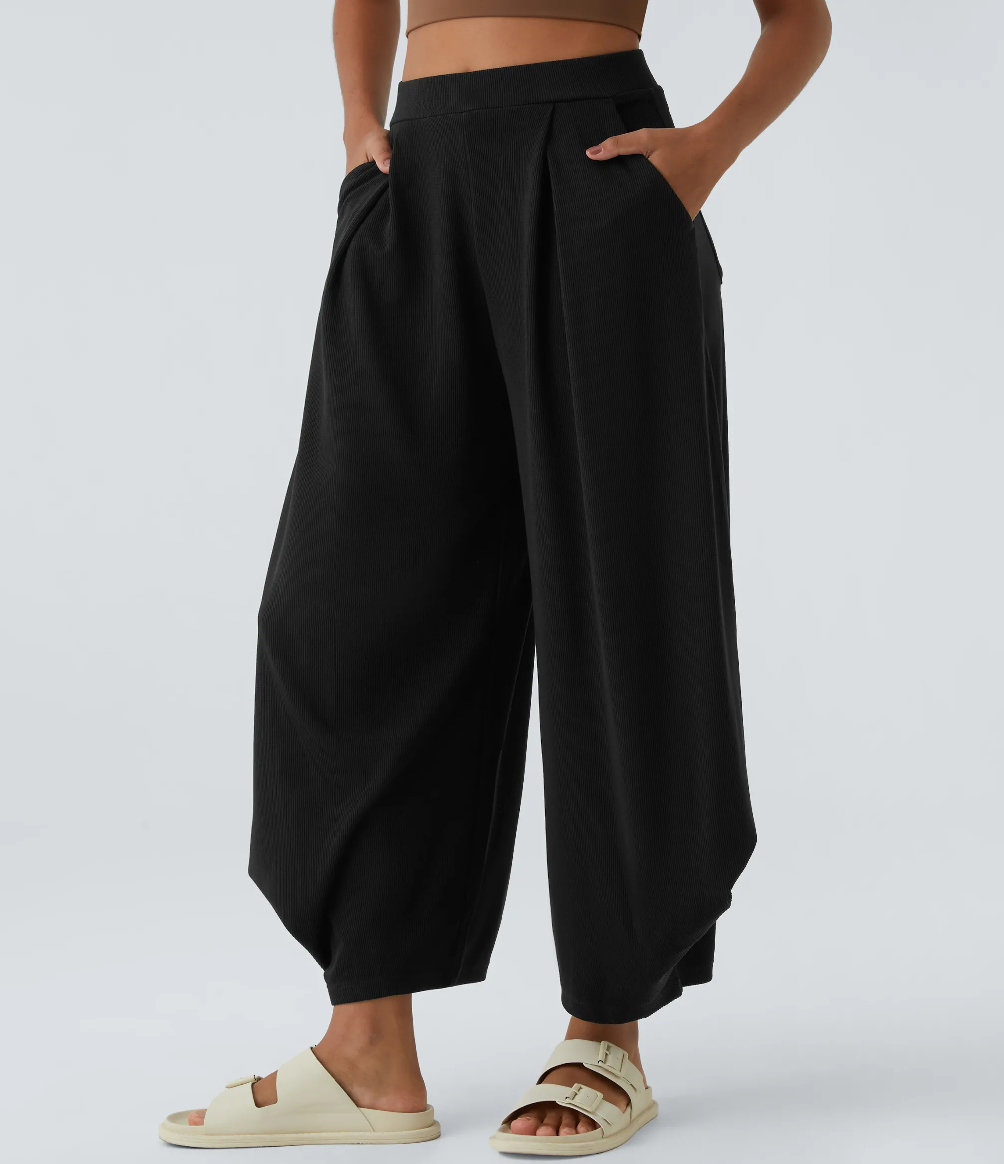 Pants|High-Waisted Pants<HALARA Ribbed High Waisted Pockets Solid Casual Harem Pants