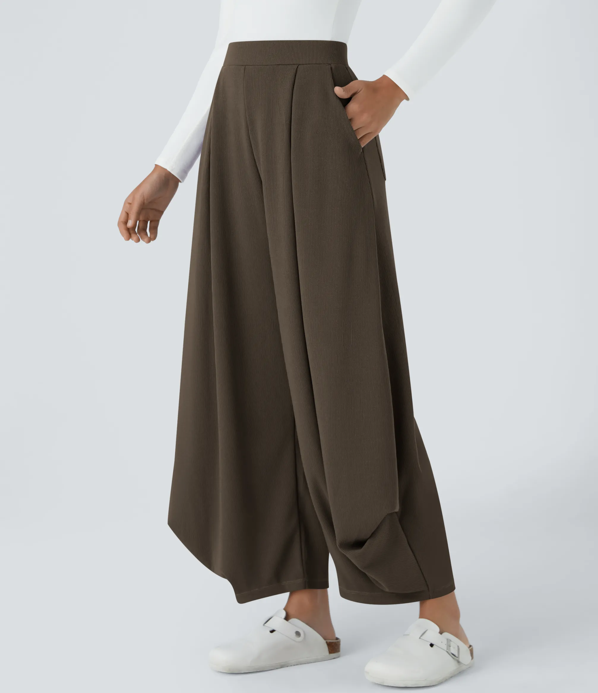 Pants|High-Waisted Pants<HALARA Ribbed High Waisted Pockets Solid Casual Harem Pants