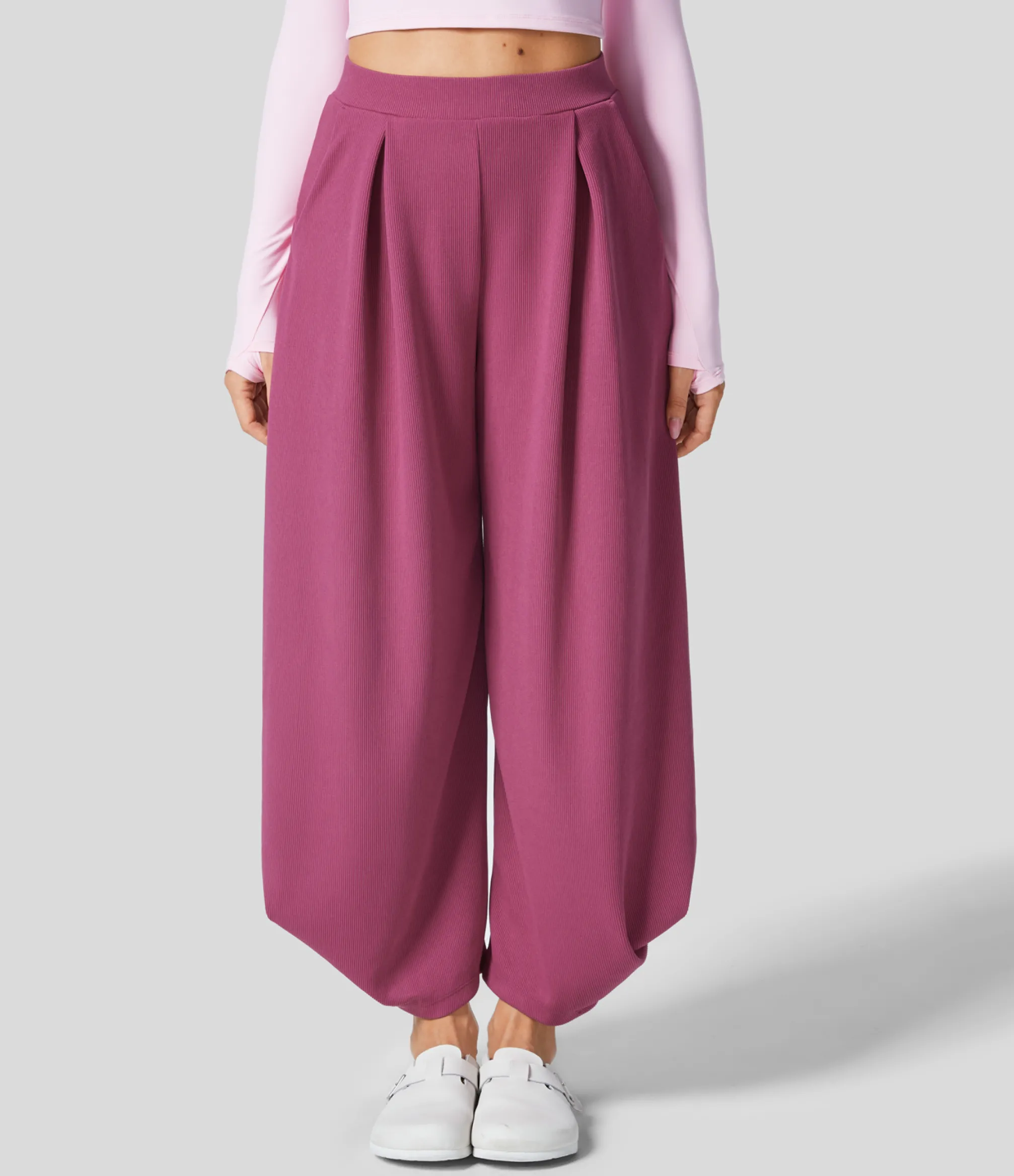 Pants|High-Waisted Pants<HALARA Ribbed High Waisted Pockets Solid Casual Harem Pants