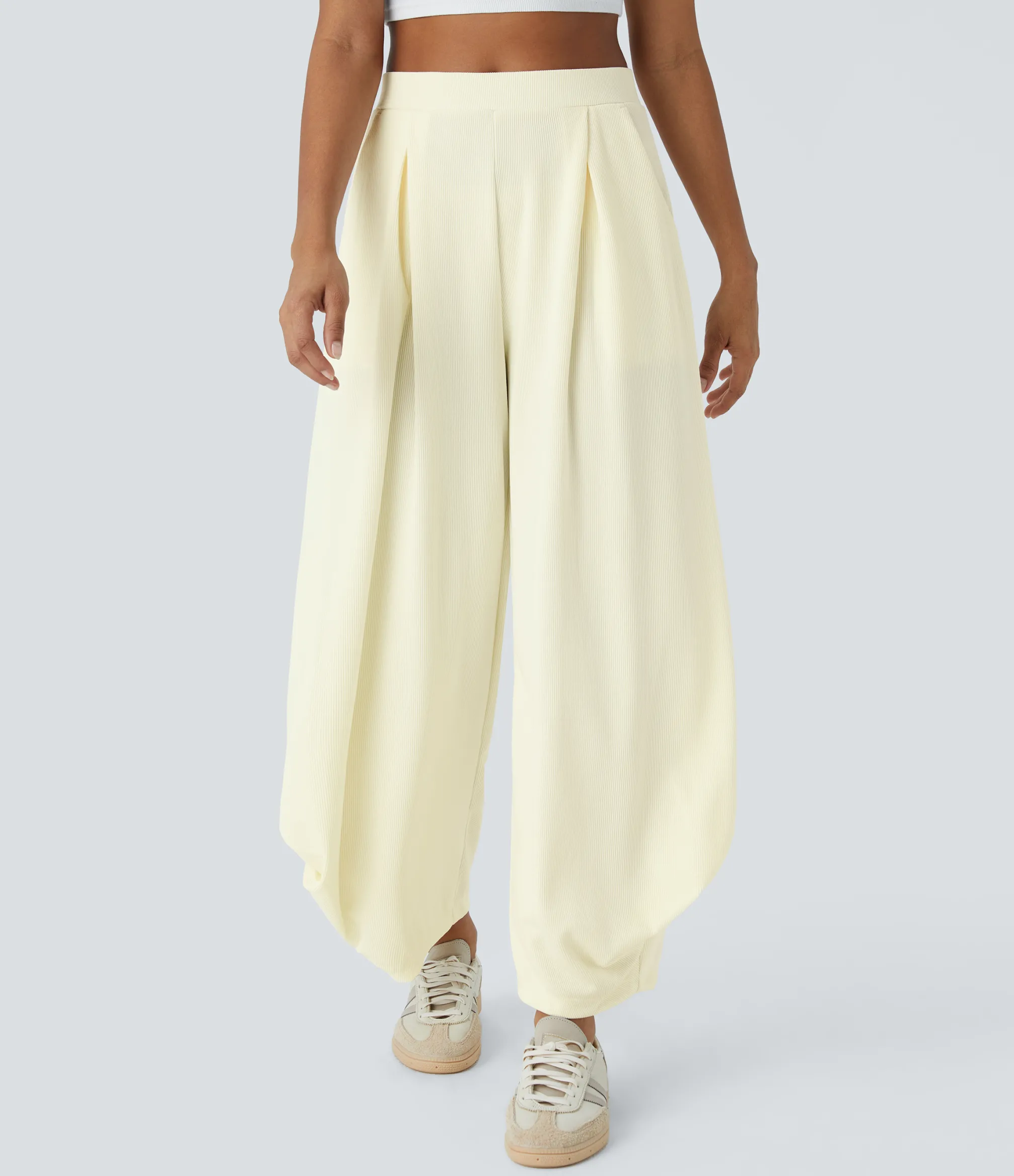 Pants|High-Waisted Pants<HALARA Ribbed High Waisted Pockets Solid Casual Harem Pants