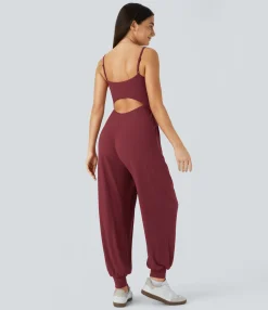 Jumpsuits<HALARA Ribbed Knit Cut Out Pocket Casual Jogger Jumpsuit
