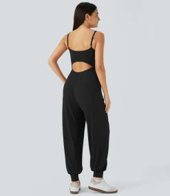 Jumpsuits<HALARA Ribbed Knit Cut Out Pocket Casual Jogger Jumpsuit