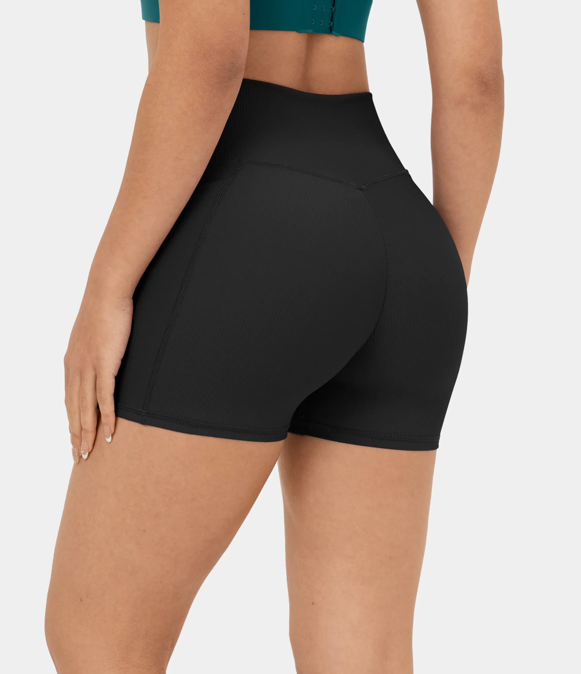 Crossover Shorts|Active Shorts<HALARA Ribbed Knit High Waisted Crossover Pocket Yoga Biker Shorts 3.5''