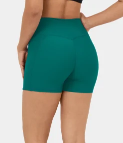 Crossover Shorts|Active Shorts<HALARA Ribbed Knit High Waisted Crossover Pocket Yoga Biker Shorts 3.5''