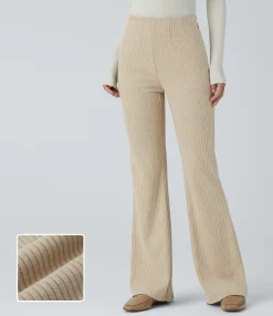 Skinny Pants|High-Waisted Pants<HALARA Ribbed Knit High Waisted Side Zipper Pockets Casual Flare Pants