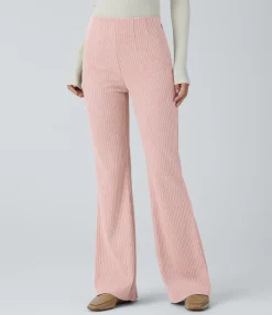 Skinny Pants|High-Waisted Pants<HALARA Ribbed Knit High Waisted Side Zipper Pockets Casual Flare Pants