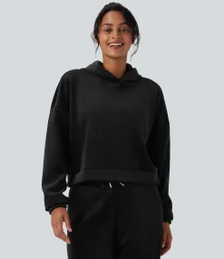 Sweatshirts & Hoodies<HALARA Ribbed Knit Hooded Long Sleeve Fleece Casual Sweatshirt