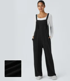 Jumpsuits<HALARA Ribbed Knit Pocket Casual Overalls