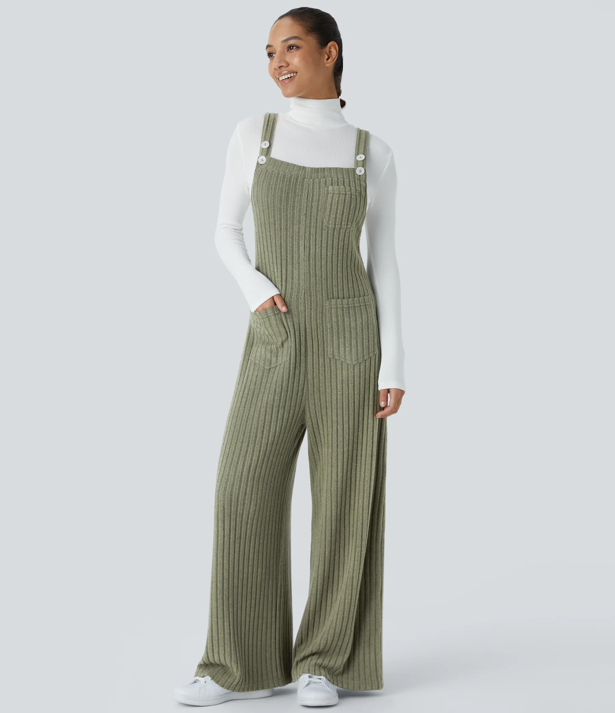 Jumpsuits<HALARA Ribbed Knit Pockets Casual Overalls